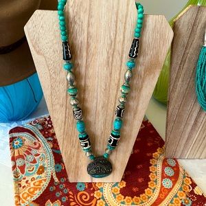 Western boho chic turquoise necklace